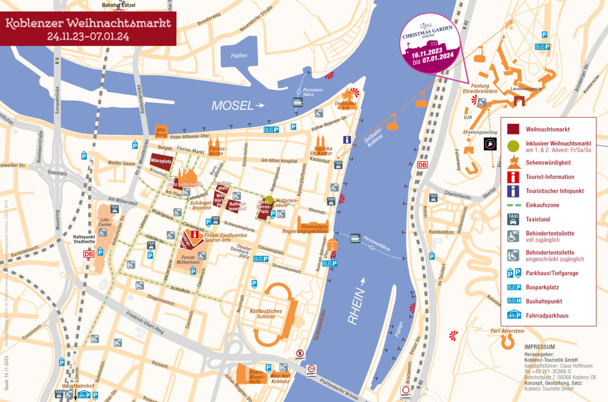 Geländeplan Koblenzer Weihnachtsmarkt mit Stadtplan_neu ©Koblenz-Touristik GmbH Geländeplan Koblenzer Weihnachtsmarkt mit Stadtplan_neu ©Koblenz-Touristik GmbH